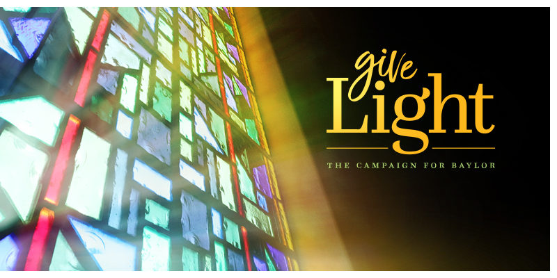 Light filtering through stain glass window - give light campaign