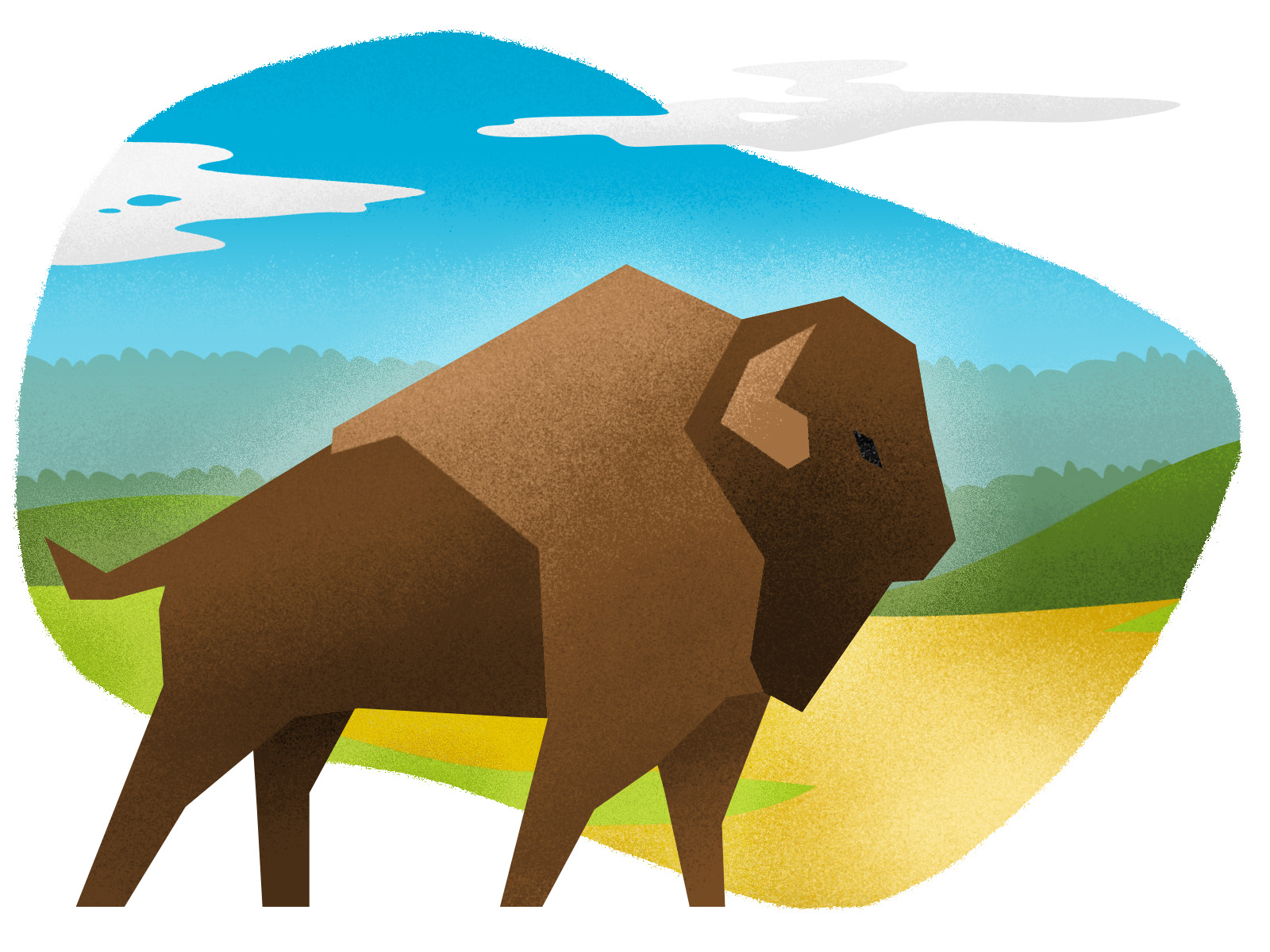 illustration of a bison in a field