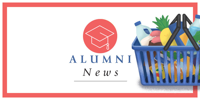Alumni News - Graphic of shopping basket full of groceries
